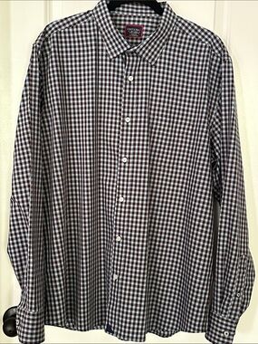 NWOT UNTUCKit Men's Baby Blue and Brown Check Button-Down Shirt XXL Slim Fit